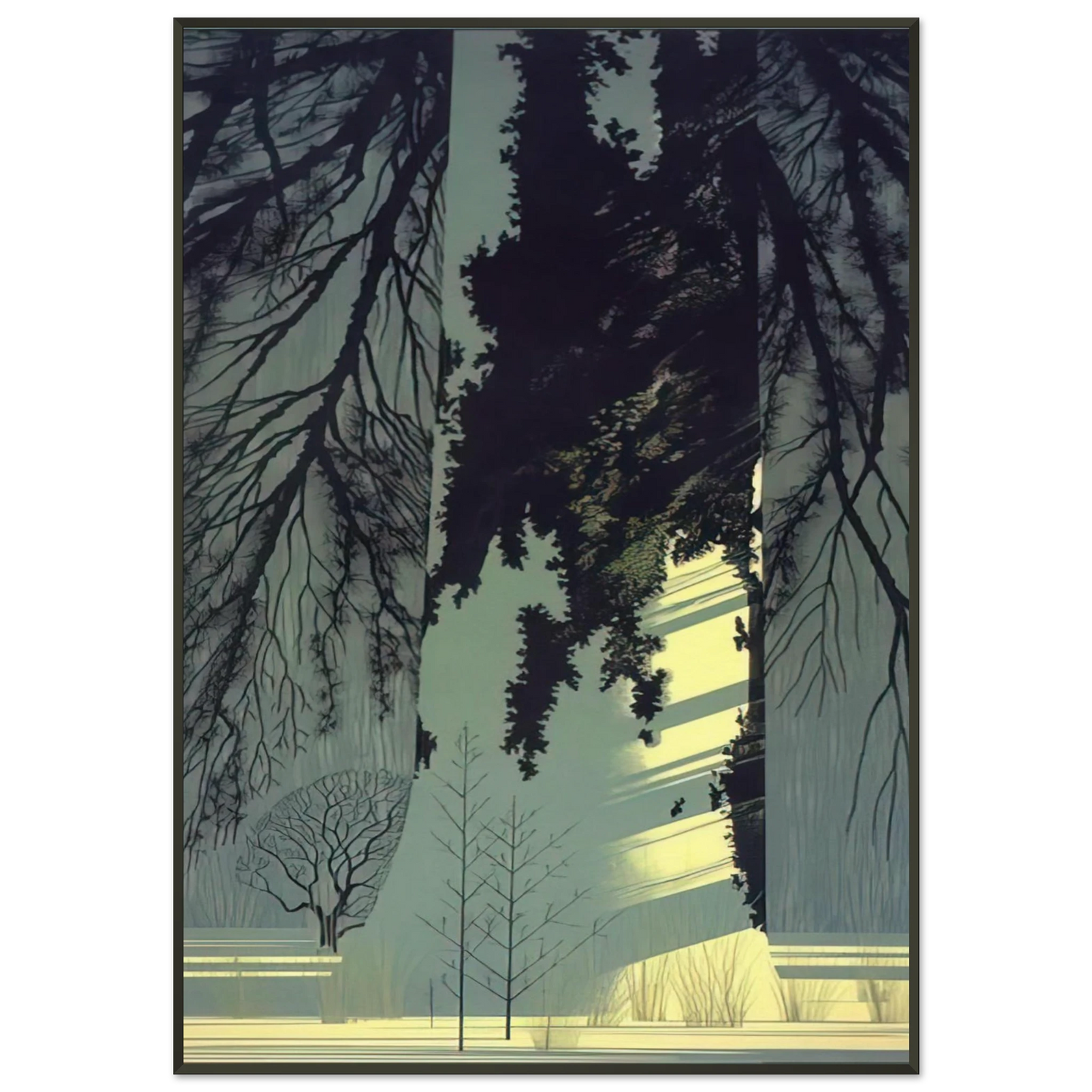 Eyvind Earle Snow White Framed Art Print - Aluminum Frame - 21x29.7 cm / 8x12"