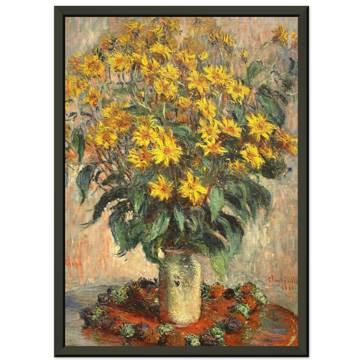 claude monet  Jerusalem Artichokes Framed Art Print  - Aluminum Frame - 70x100 cm / 28x40 inches