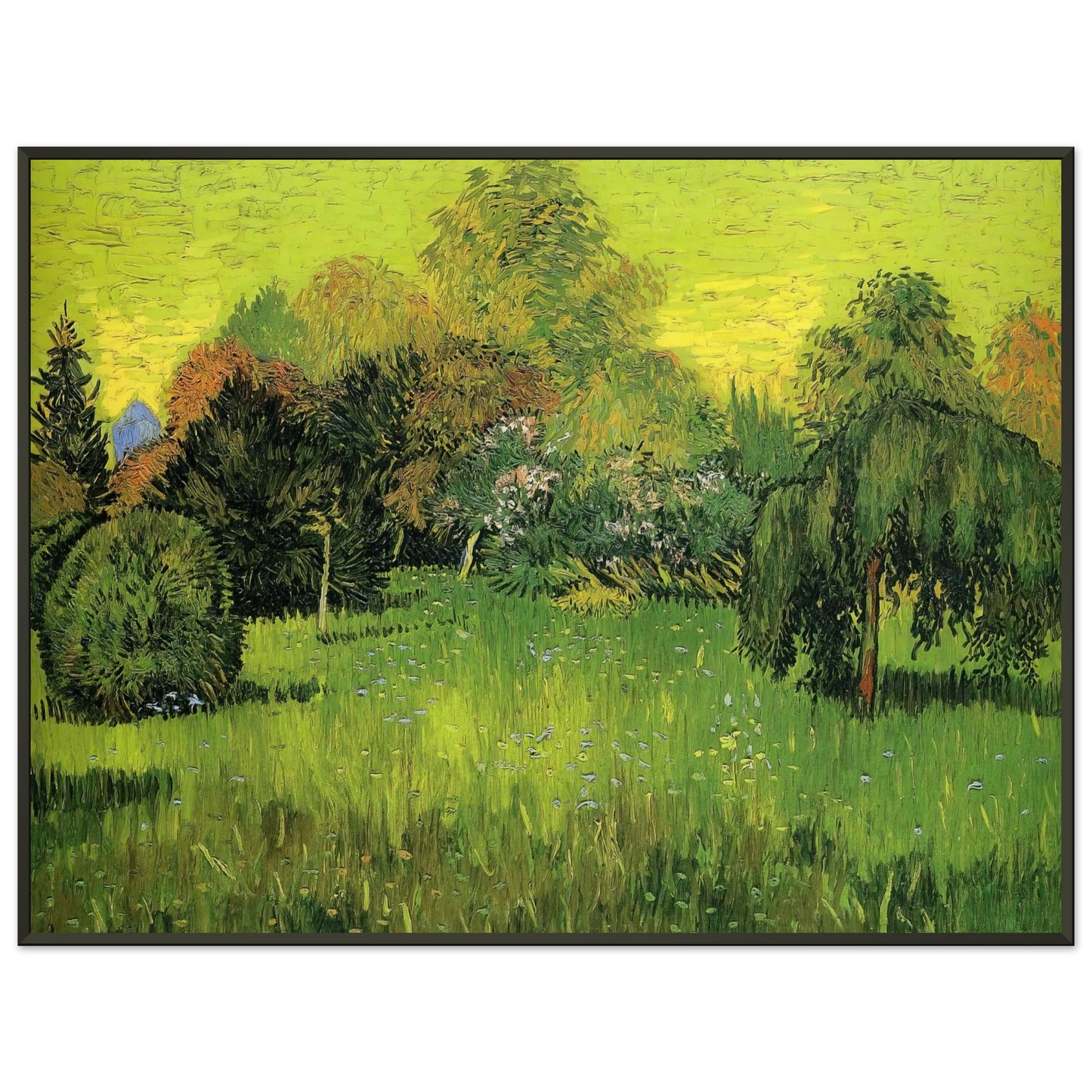 Vincent van Gogh  Public Park with Weeping Willow The Poet s Garden I Framed Art Print  - Aluminum Frame - 70x100 cm / 28x40 inches
