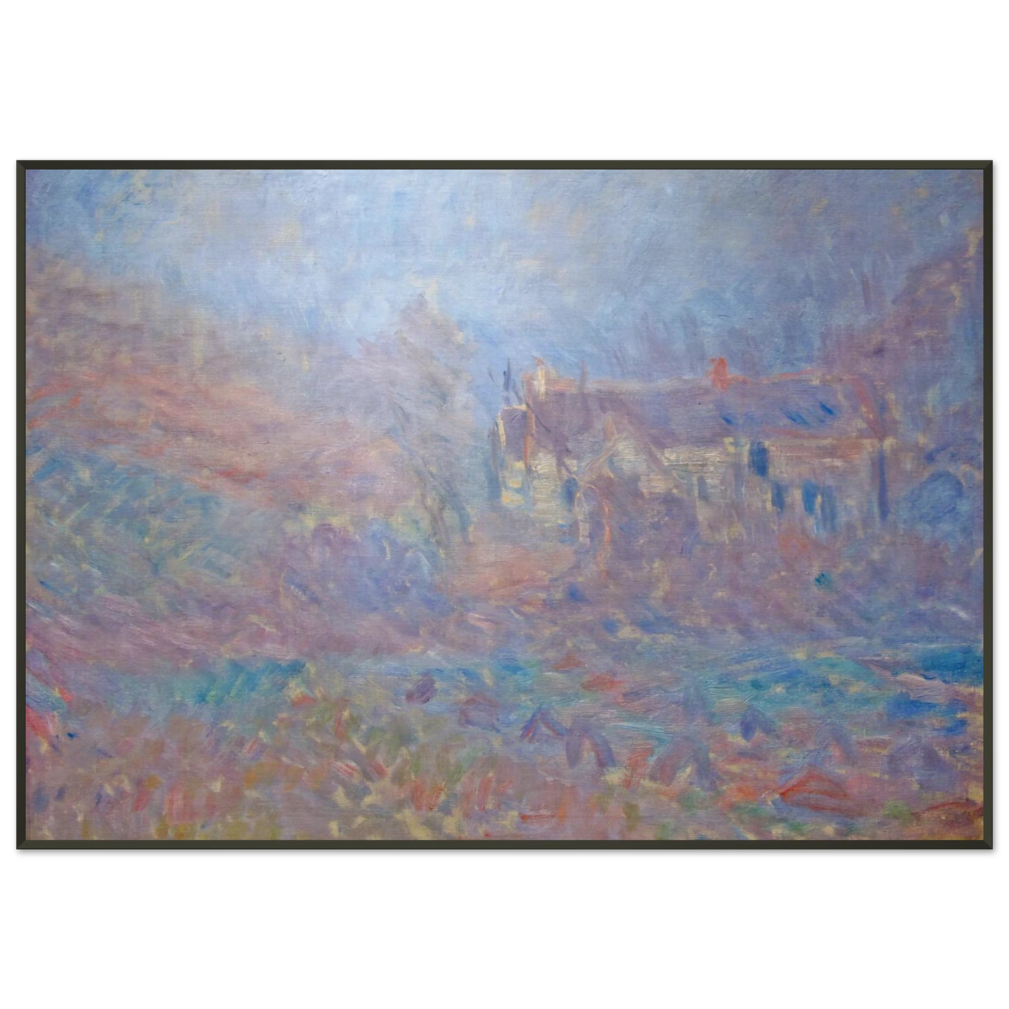 claude monet  Houses at Falaise in the Fog Framed Art Print  - Aluminum Frame - 21x29.7 cm / 8x12"