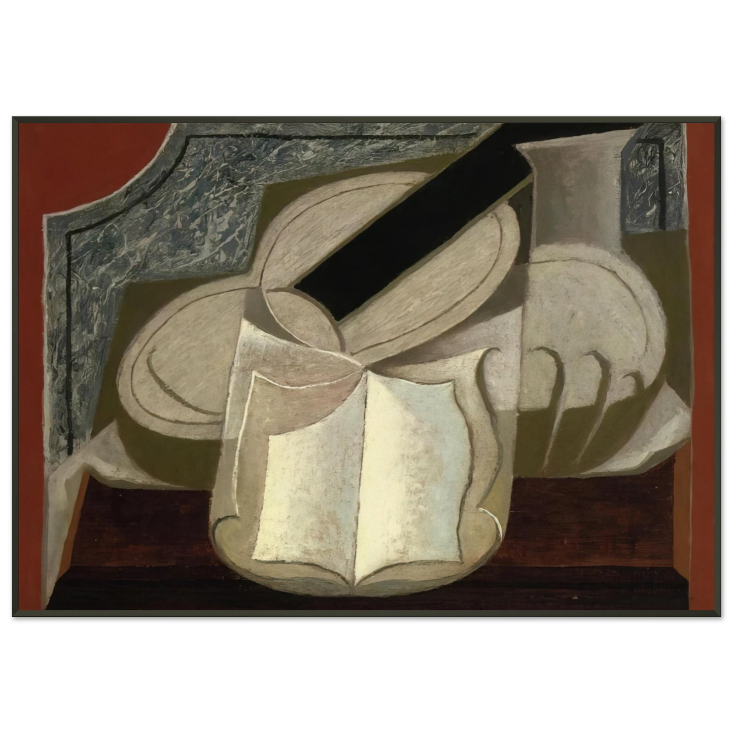 Juan Gris  BOOK AND GUITAR 1925 Framed Art Print  - Aluminum Frame - 21x29.7 cm / 8x12"