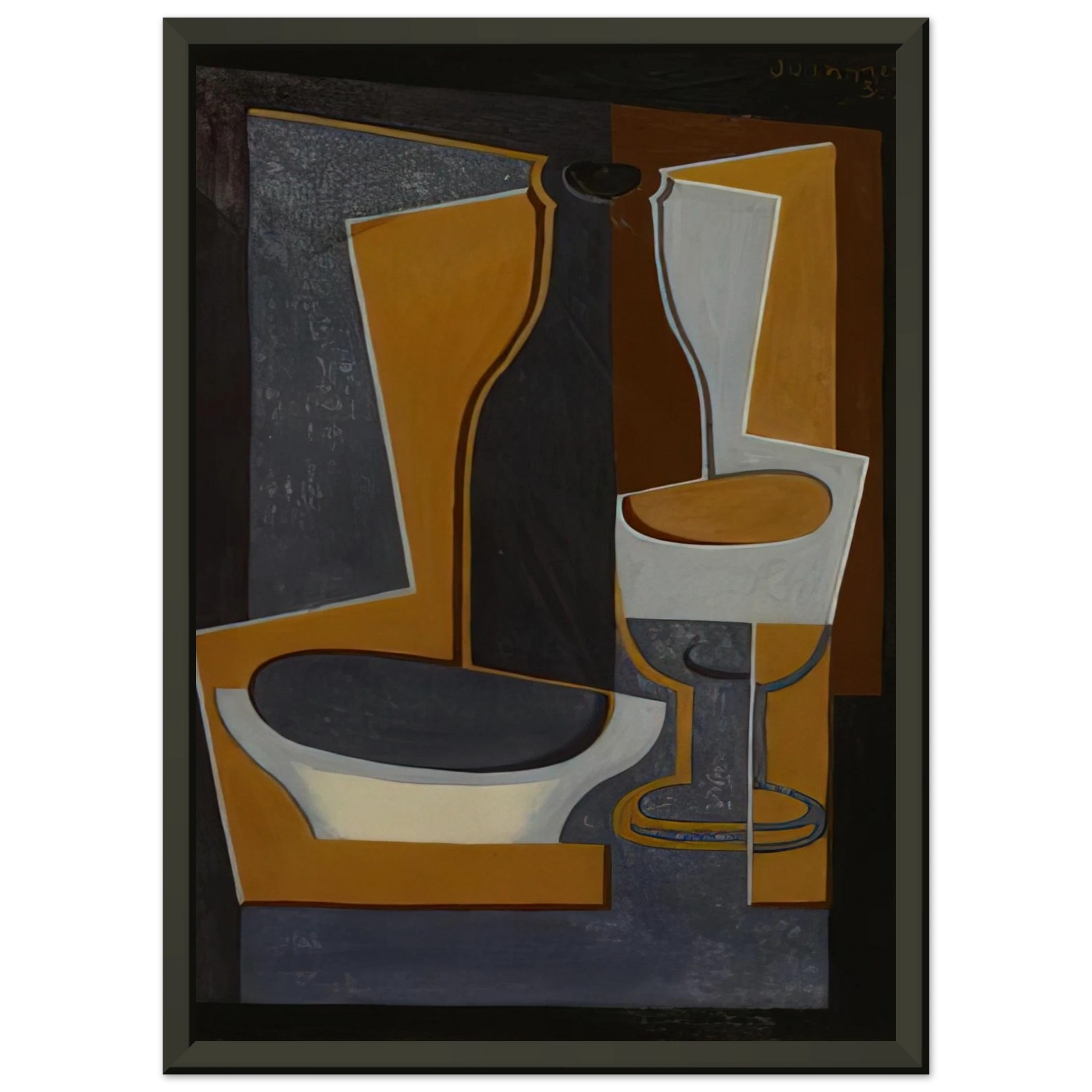 Juan Gris  BOUTEILLE BOL ET VERRE 1922 Framed Art Print  - Aluminum Frame - 40x50 cm / 16x20 inches