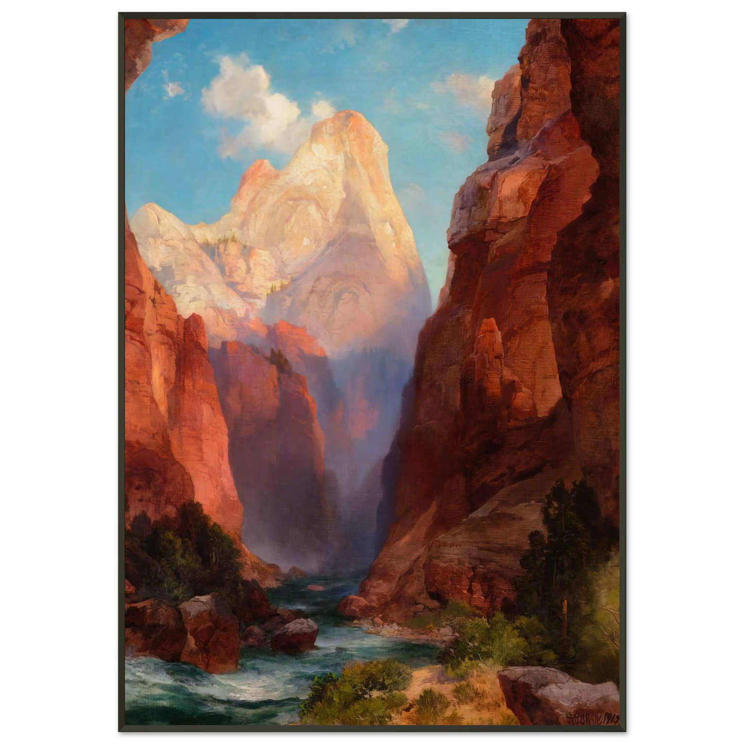 Thomas Moran The Rio Virgin Southern Utah Framed Art Print - Aluminum Frame - 21x29.7 cm / 8x12"