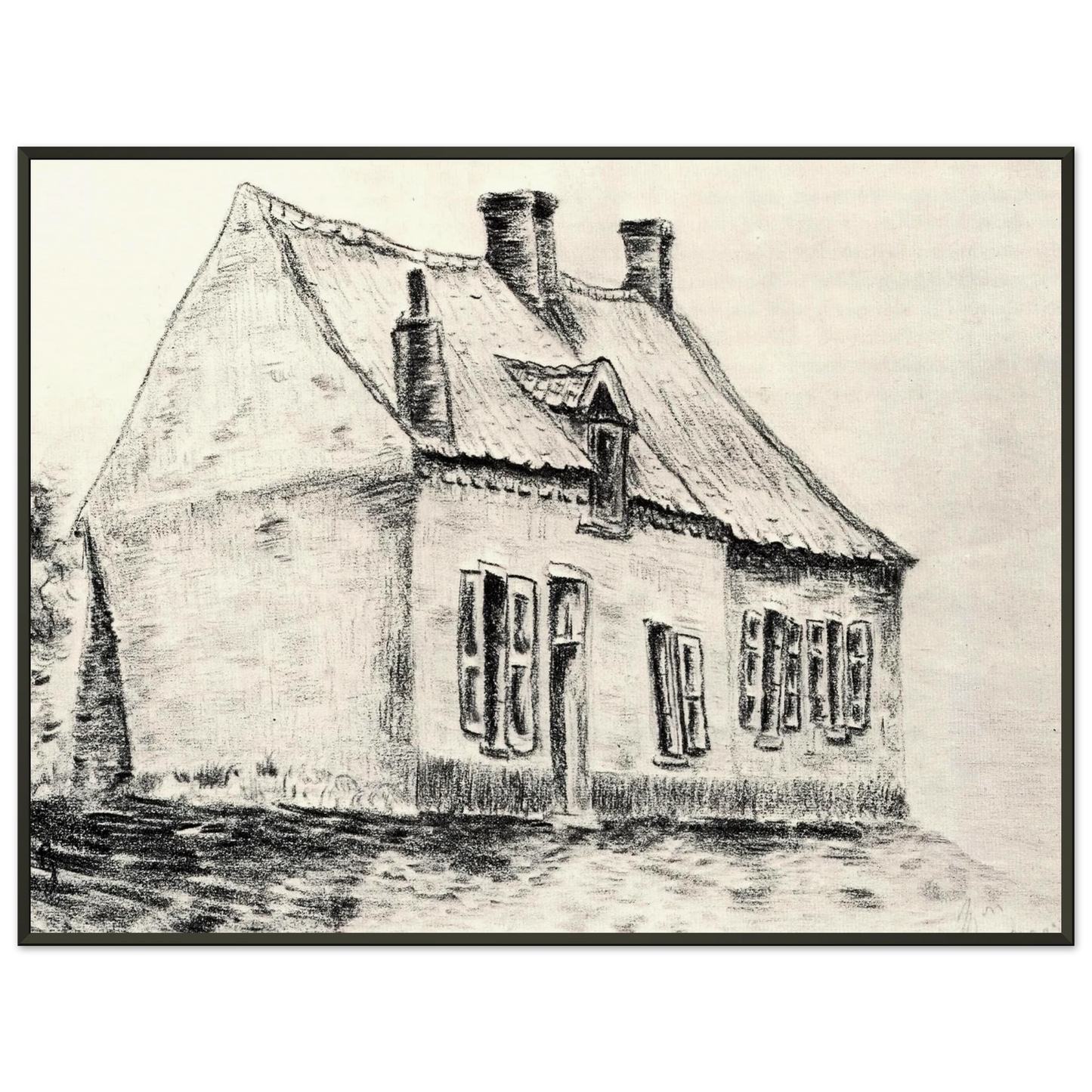 Vincent van Gogh  A house Magros Framed Art Print  - Aluminum Frame - 40x50 cm / 16x20 inches