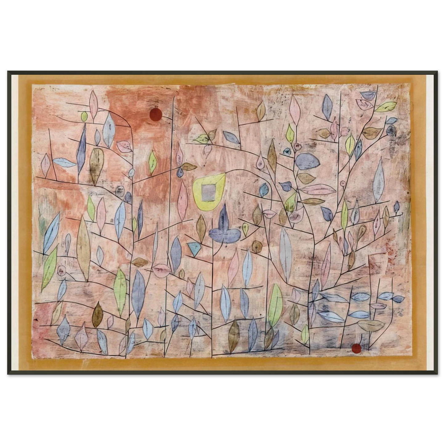 Paul Klee  SPARSE FOLIAGE 1934 Framed Art Print  - Aluminum Frame - 21x29.7 cm / 8x12"