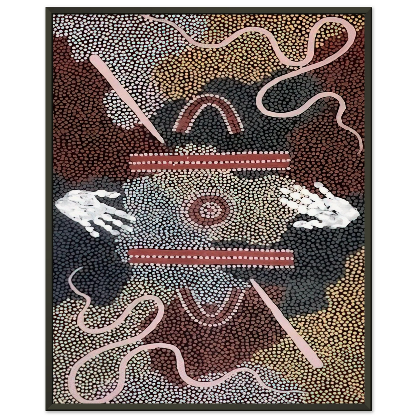 Clifford Possum Tjapaltjarri Initiation Ceremony 1998 Framed Art Print - Aluminum Frame - 40x50 cm / 16x20 inches