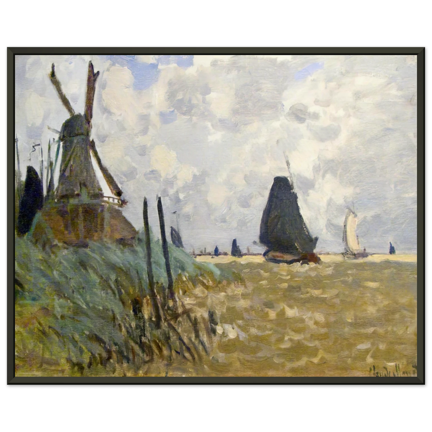 claude monet Windmill near Zaandam Framed Art Print - Aluminum Frame - 40x50 cm / 16x20 inches