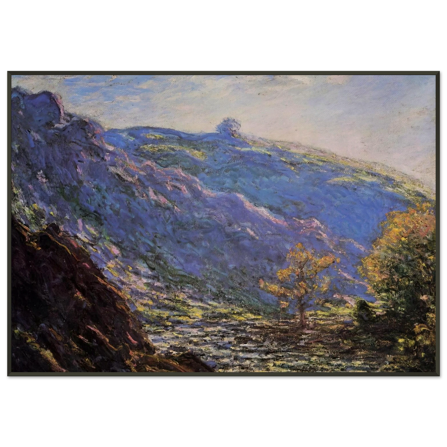 claude monet  The Old Tree Sunlight on the Petit Cruese Framed Art Print  - Aluminum Frame - 21x29.7 cm / 8x12"