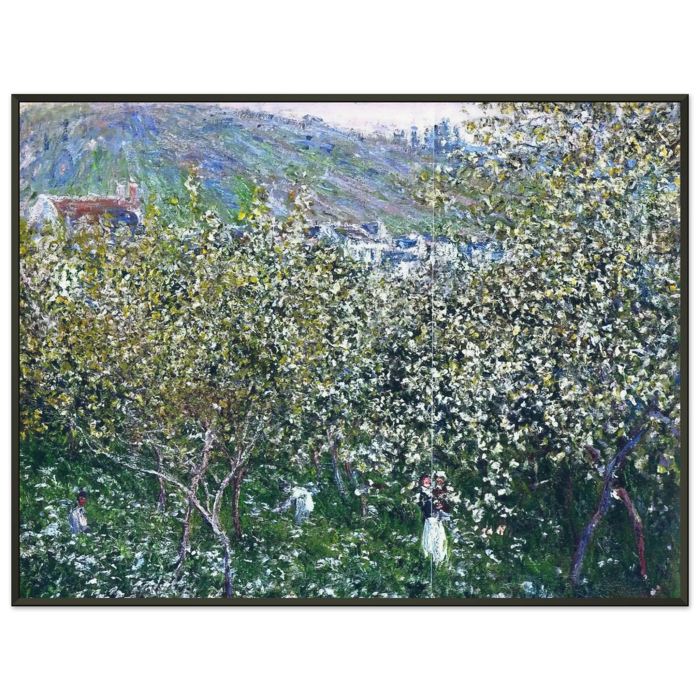 claude monet Vetheuil Flowering Plum Trees Framed Art Print - Aluminum Frame - 70x100 cm / 28x40 inches