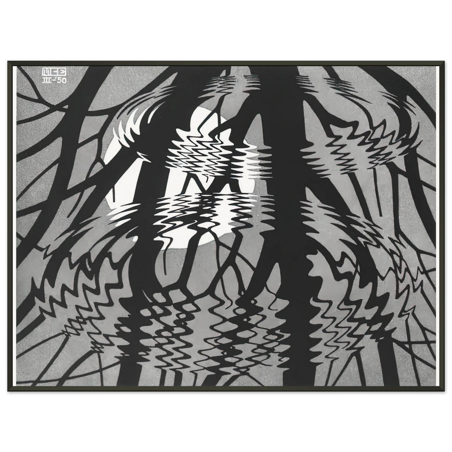 MC Escher  RIPPLED SURFACE Framed Art Print  - Aluminum Frame - 60x80 cm / 24x32 inches