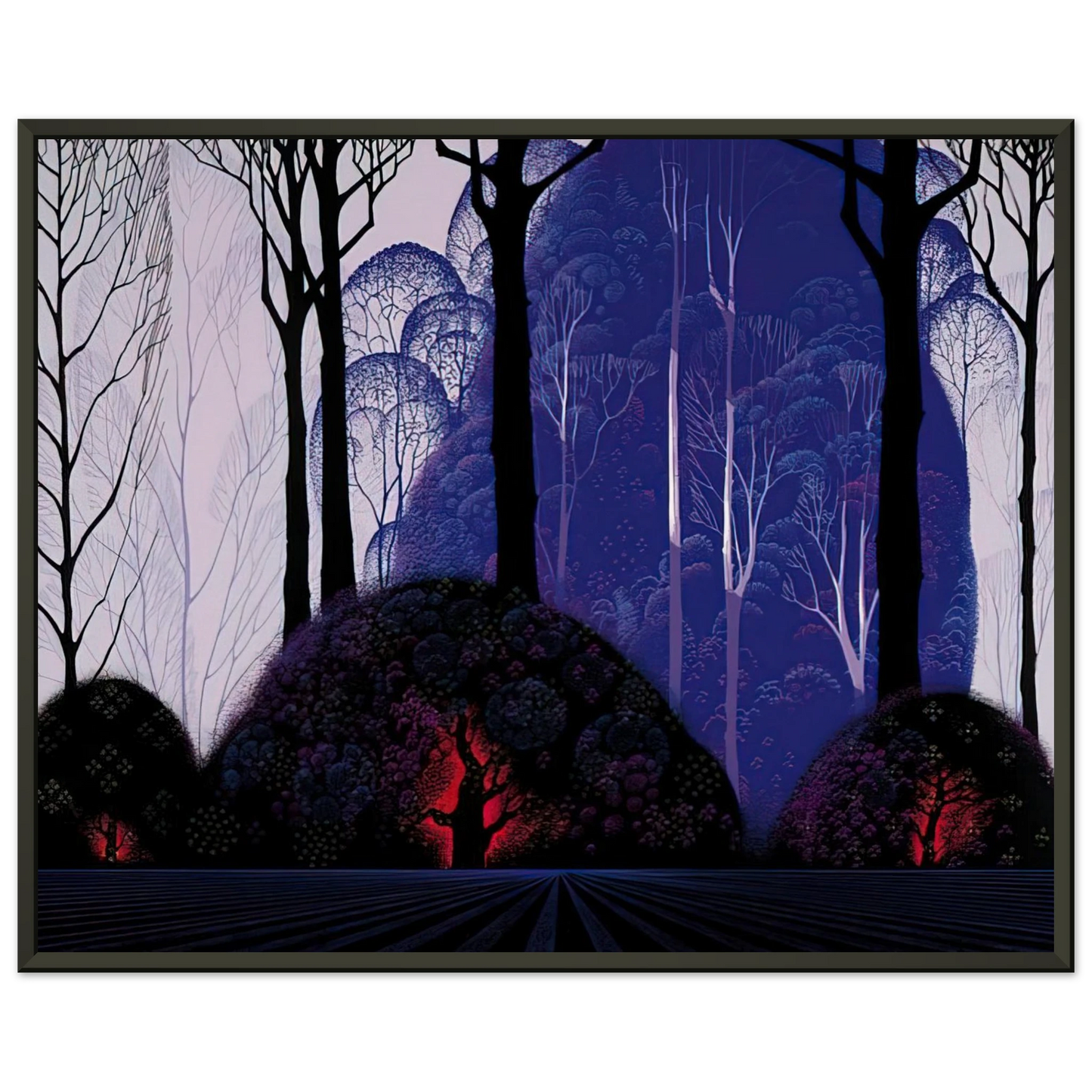 Eyvind Earle  Purple Eucalyptus Framed Art Print  - Aluminum Frame - 70x100 cm / 28x40 inches