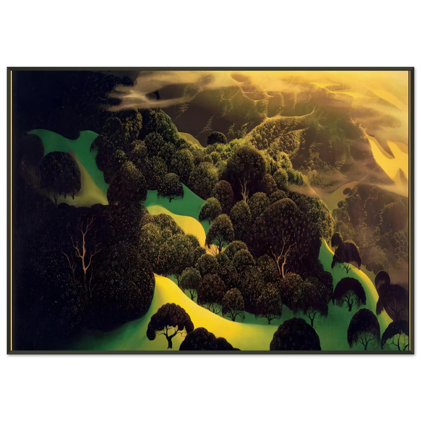 Eyvind Earle  Deep Wilderness Framed Art Print  - Aluminum Frame - 21x29.7 cm / 8x12"