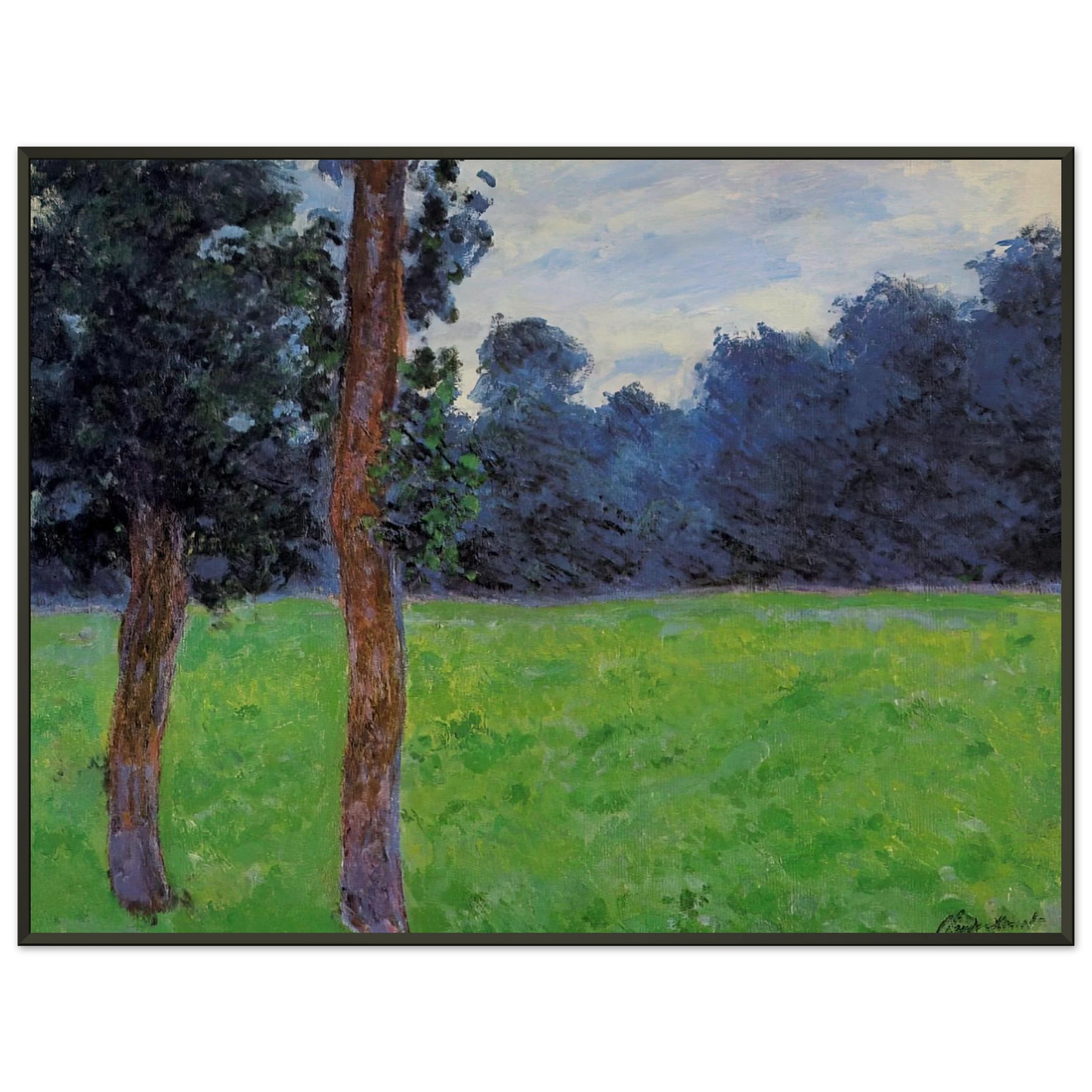 claude monet Two Trees in a Meadow Framed Art Print - Aluminum Frame - 60x80 cm / 24x32 inches
