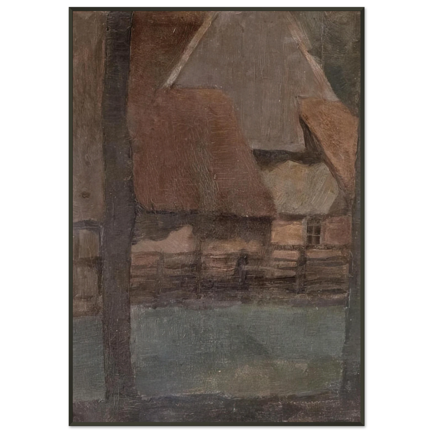 Piet Mondrian Gable Farm with trees Framed Art Print - Aluminum Frame - 21x29.7 cm / 8x12"