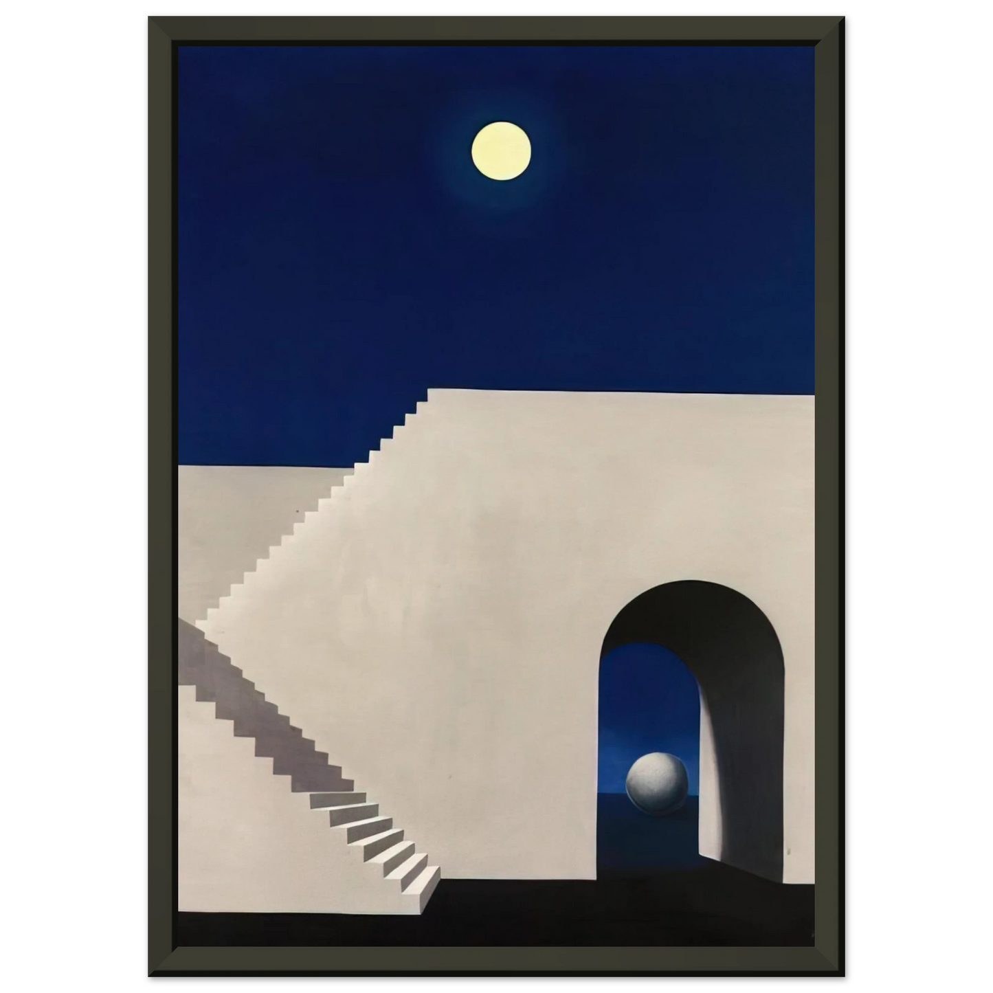 Rene Magritte ARCHITECTURE AU CLAIR DE LUNE 1956 Framed Art Print - Aluminum Frame - 40x50 cm / 16x20 inches