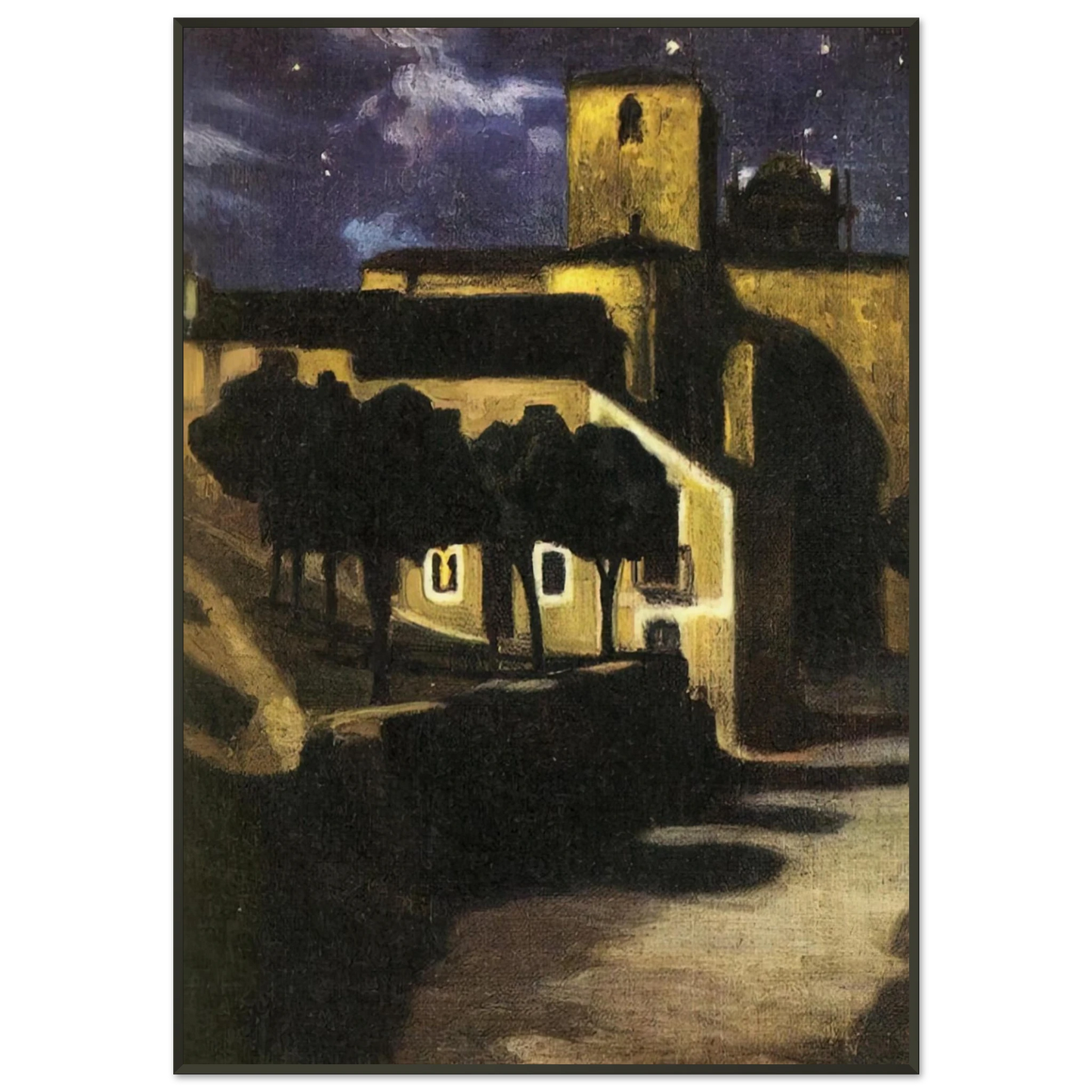 Diego Rivera NIGHT SCENE IN AVILA 1907 Framed Art Print - Aluminum Frame - 21x29.7 cm / 8x12"
