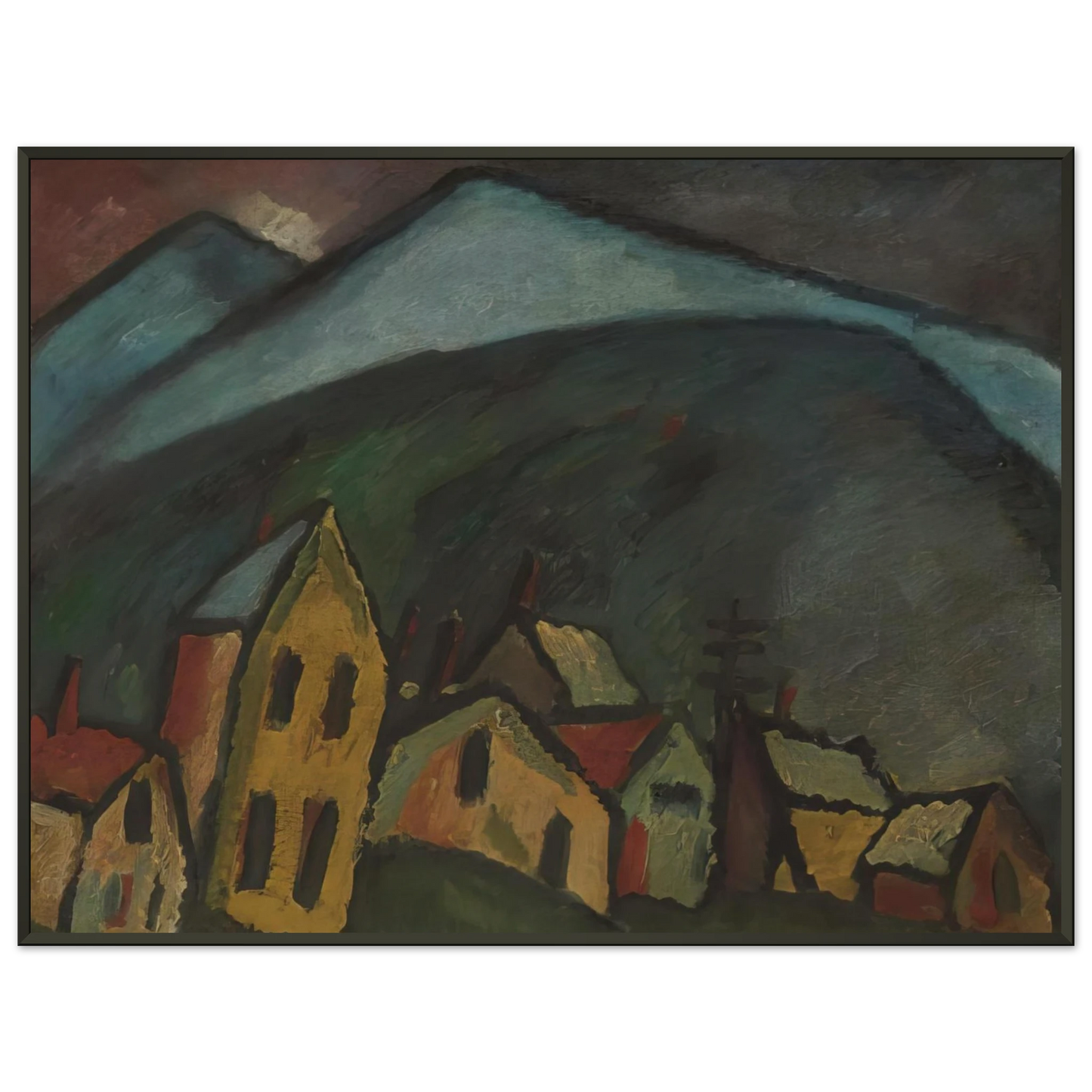 Alexej von Jawlensky BERGLANDSCHAFT MIT H USERN 1912 Framed Art Print - Aluminum Frame - 40x50 cm / 16x20 inches