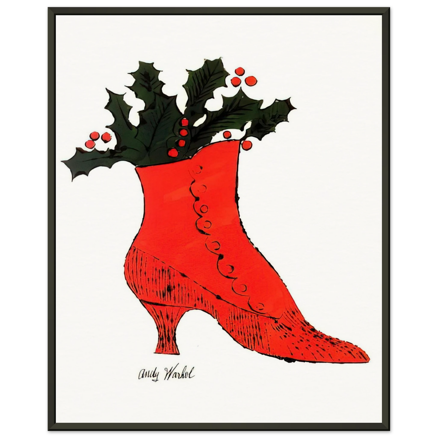 Andy Warhol Untitled red Boot Wit Holly Framed Art Print - Aluminum Frame - 70x100 cm / 28x40 inches