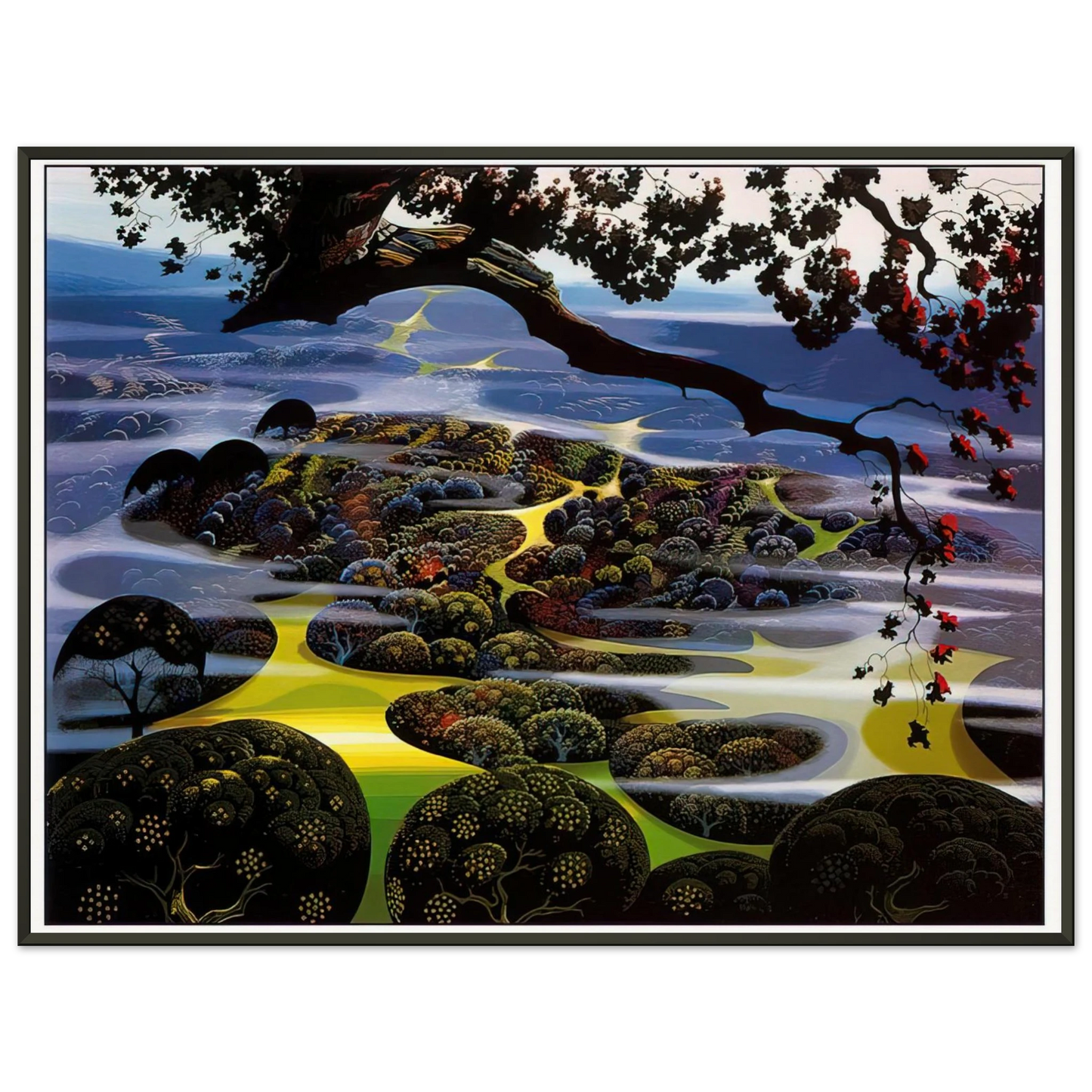 Eyvind Earle  Mystic Mountain Framed Art Print  - Aluminum Frame - 40x50 cm / 16x20 inches