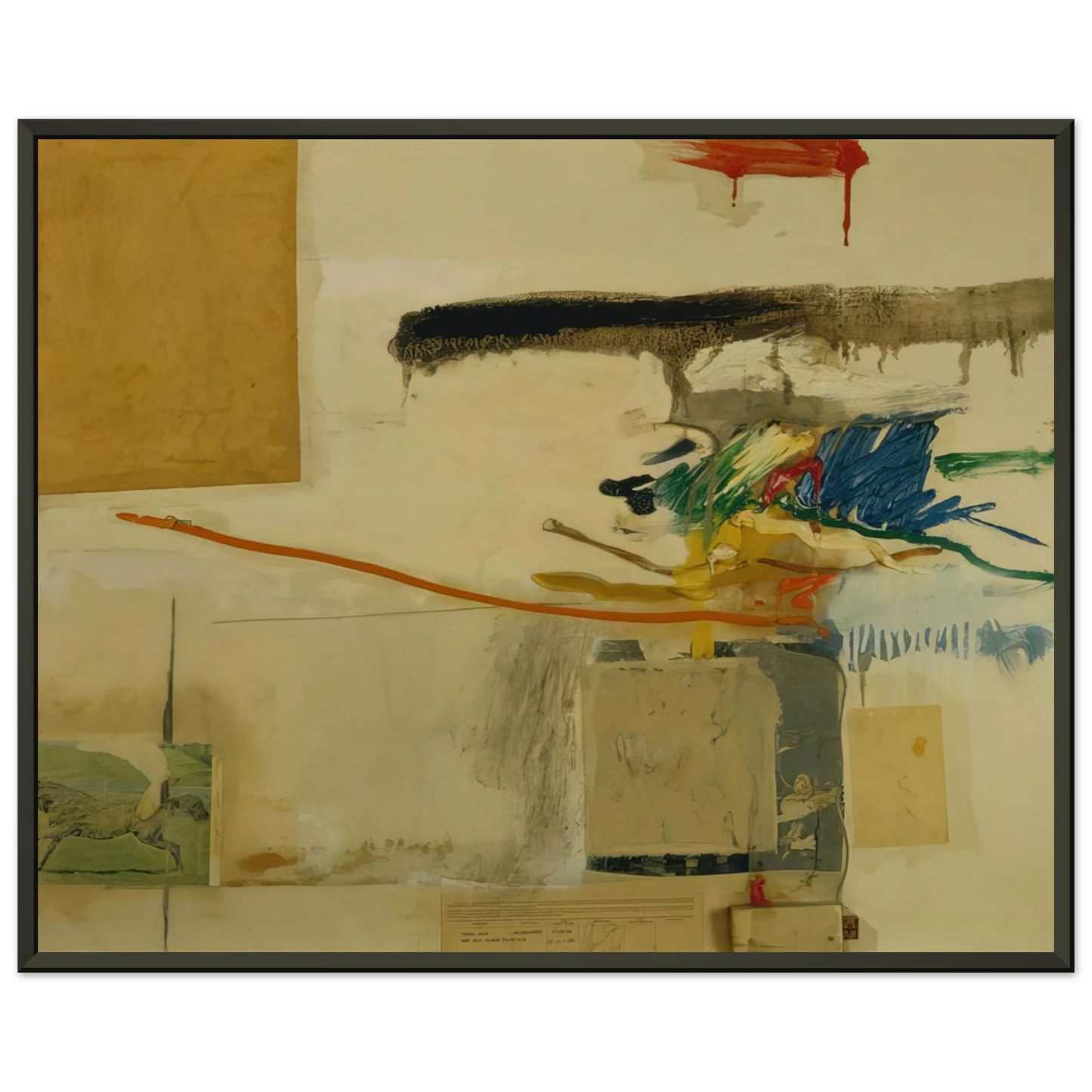 Robert Rauschenberg UNTITLED FORMERLY TITLED COLLAGE WITH HORSE 1957 Framed Art Print - Aluminum Frame - 70x100 cm / 28x40 inches