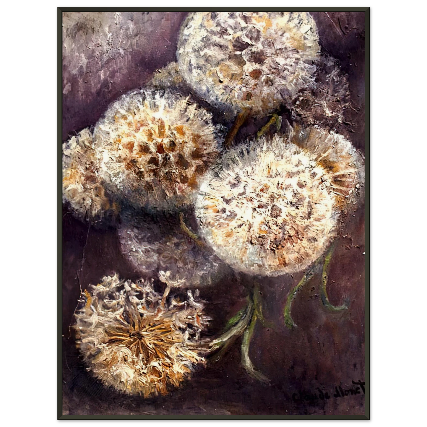 claude monet  Dandelions Framed Art Print  - Aluminum Frame - 40x50 cm / 16x20 inches