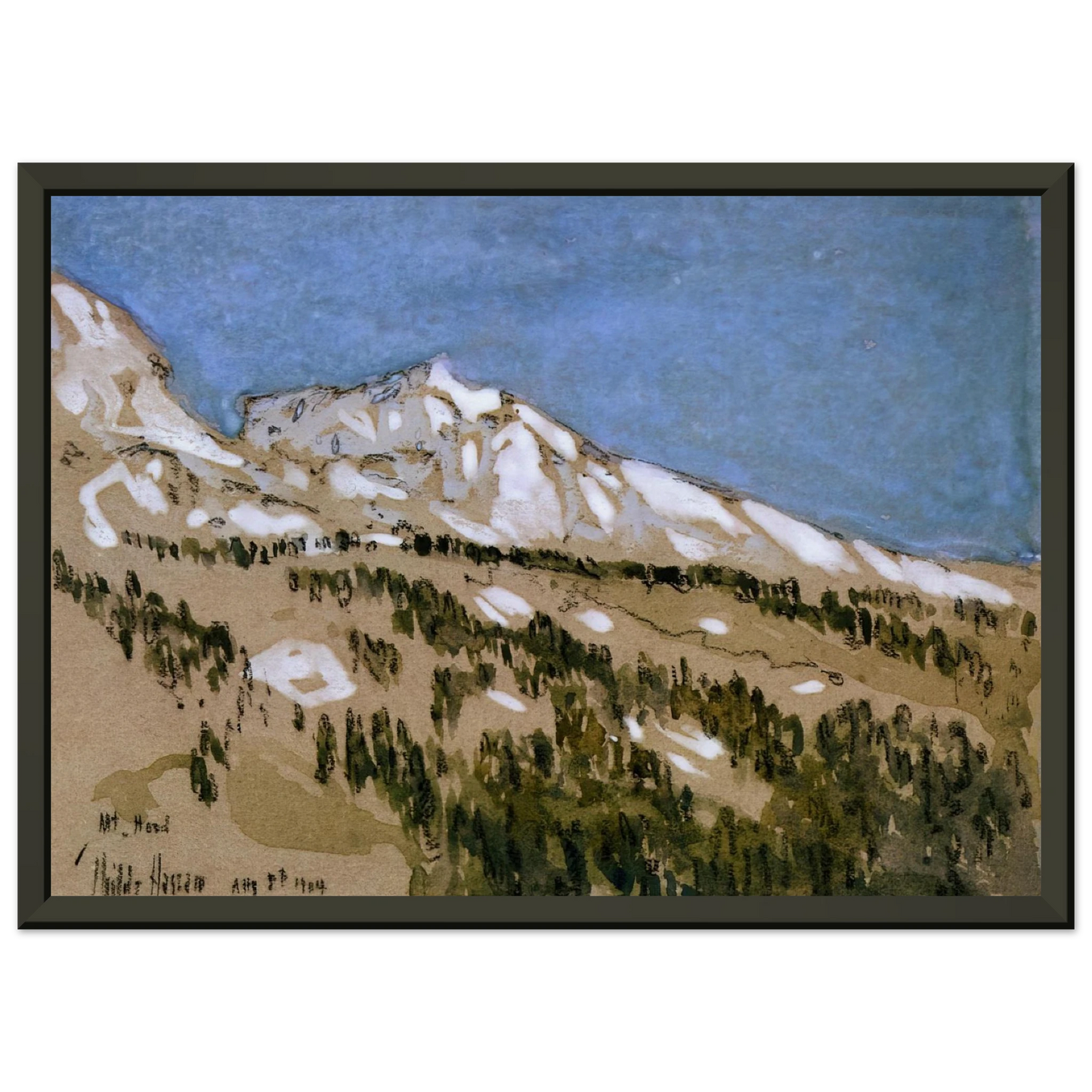 Childe Hassam Mt Hood Oregon Framed Art Print - Aluminum Frame - 60x80 cm / 24x32 inches