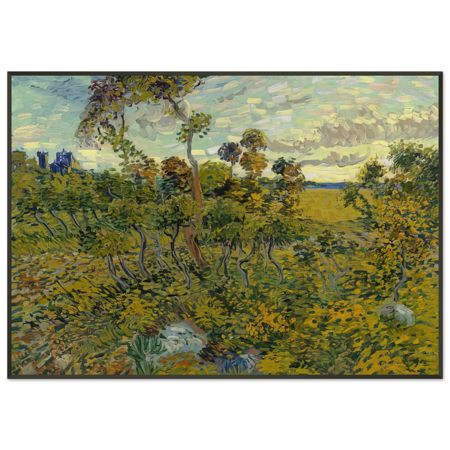 Vincent van Gogh  Sunset at Montmajour Framed Art Print  - Aluminum Frame - 21x29.7 cm / 8x12"