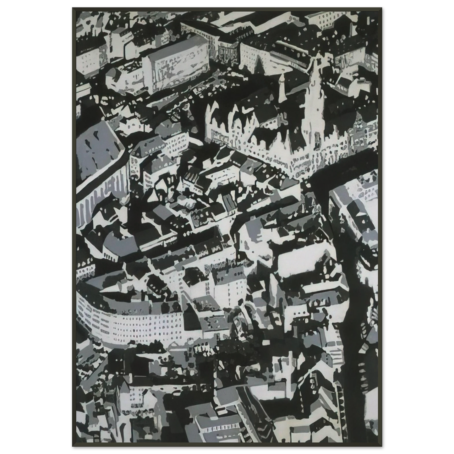 Gerhard Richter TOWNSCAPE MU 1968 Framed Art Print - Aluminum Frame - 21x29.7 cm / 8x12"