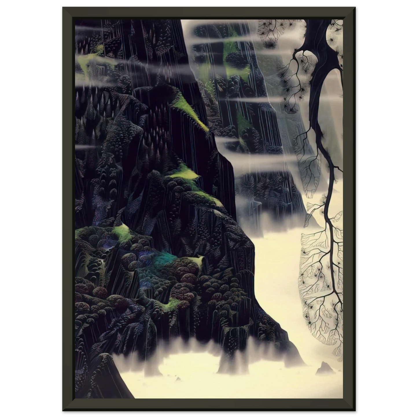 Eyvind Earle  Gray Dawn Framed Art Print  - Aluminum Frame - 70x100 cm / 28x40 inches