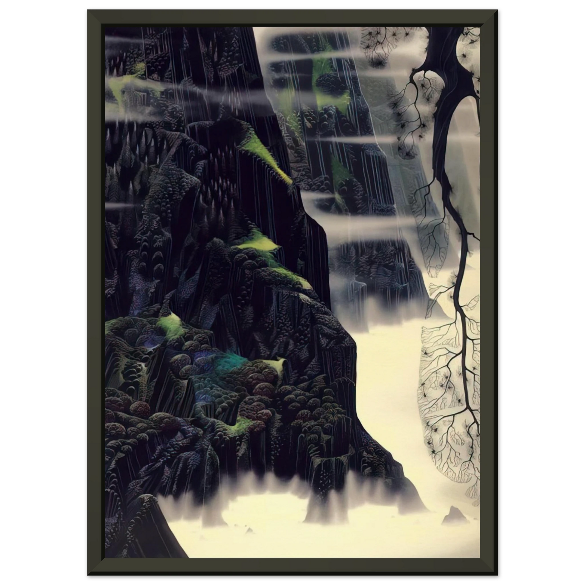 Eyvind Earle  Gray Dawn Framed Art Print  - Aluminum Frame - 70x100 cm / 28x40 inches