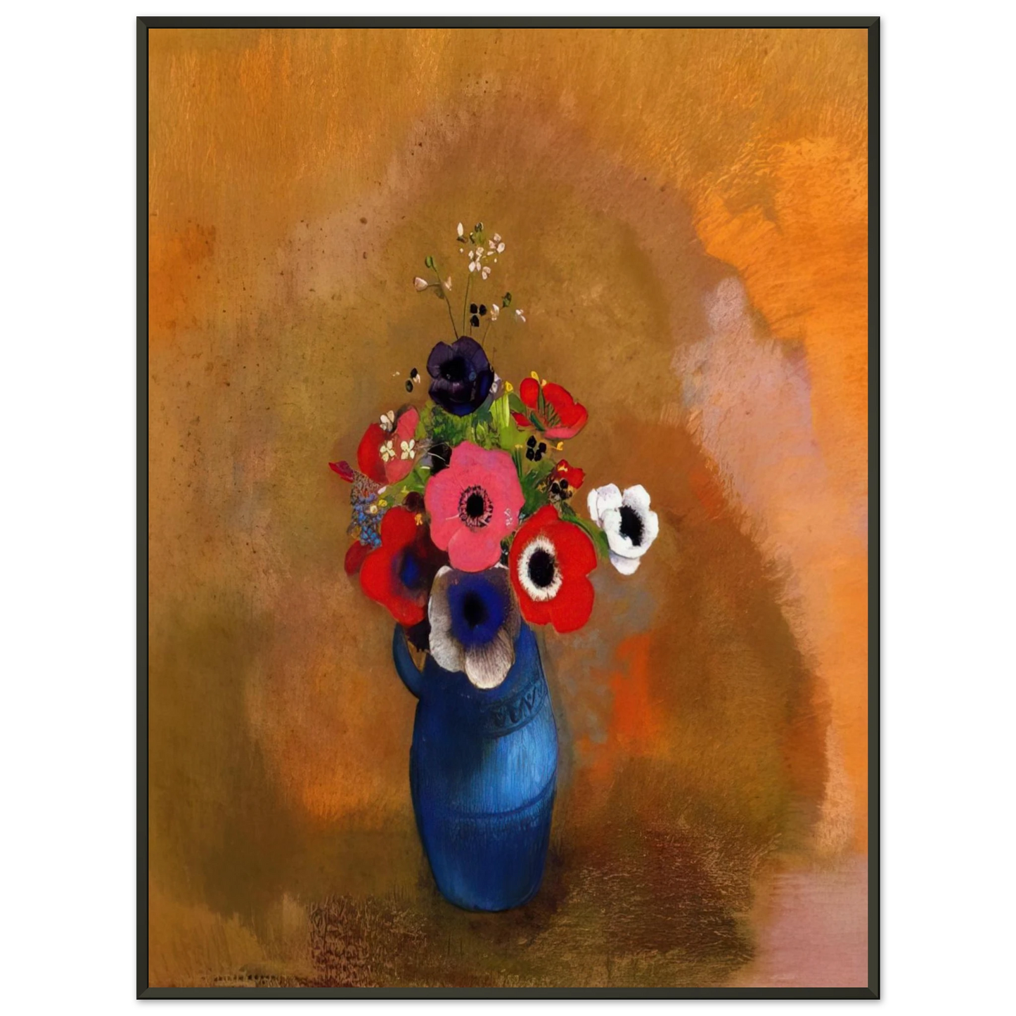 Odilon Redon  BOUQUET OF ANEMONES Framed Art Print  - Aluminum Frame - 40x50 cm / 16x20 inches