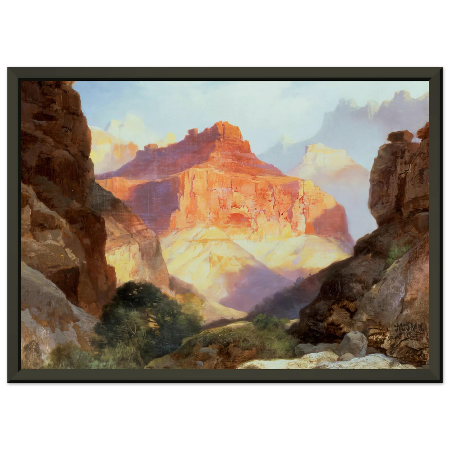 Thomas Moran Under the Red Wall Framed Art Print - Aluminum Frame - 60x80 cm / 24x32 inches