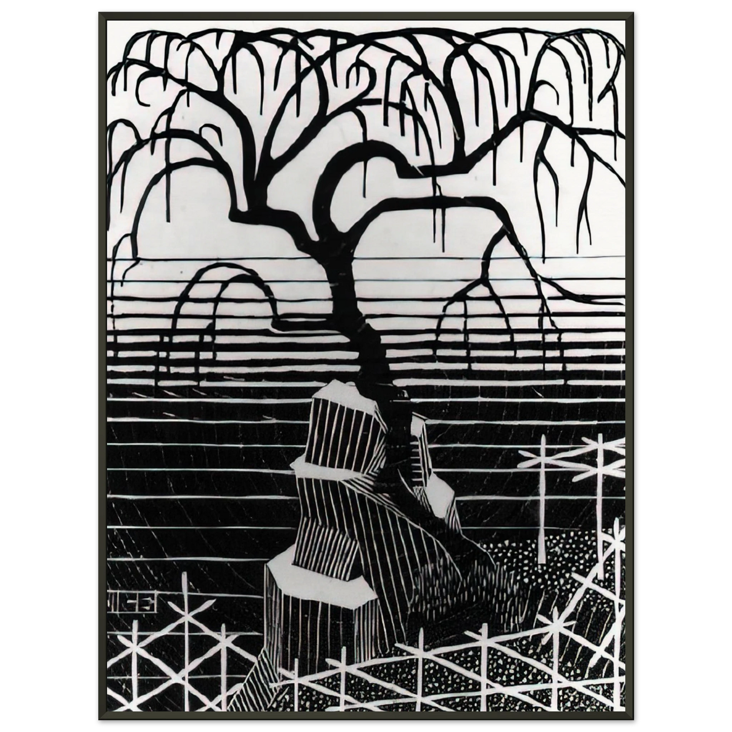 MC Escher  TREE 1926 Framed Art Print  - Aluminum Frame - 60x80 cm / 24x32 inches