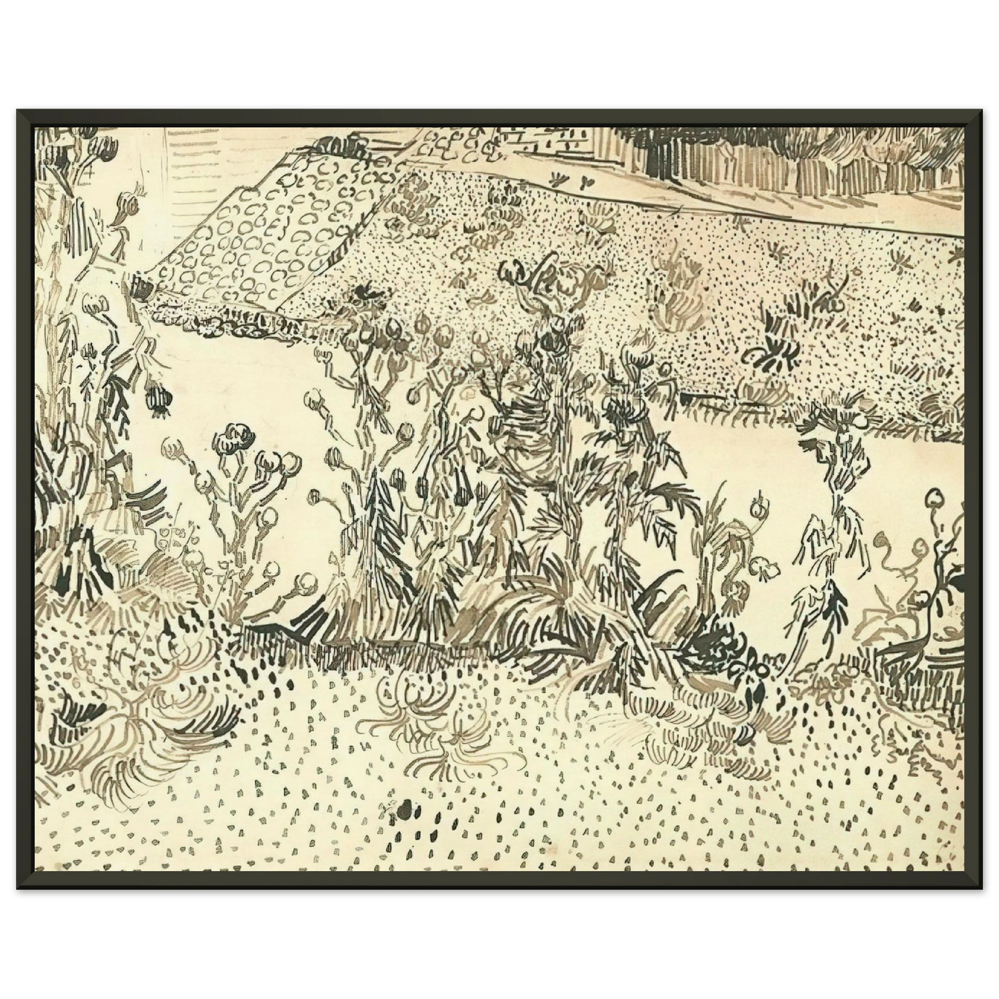 Vincent van Gogh Thistles Along the Roadside Framed Art Print - Aluminum Frame - 40x50 cm / 16x20 inches