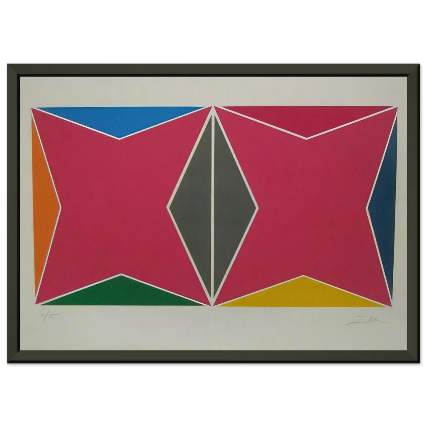 Larry Zox Geometric Composition Hard Edge Painting Framed Art Print - Aluminum Frame - 70x100 cm / 28x40 inches