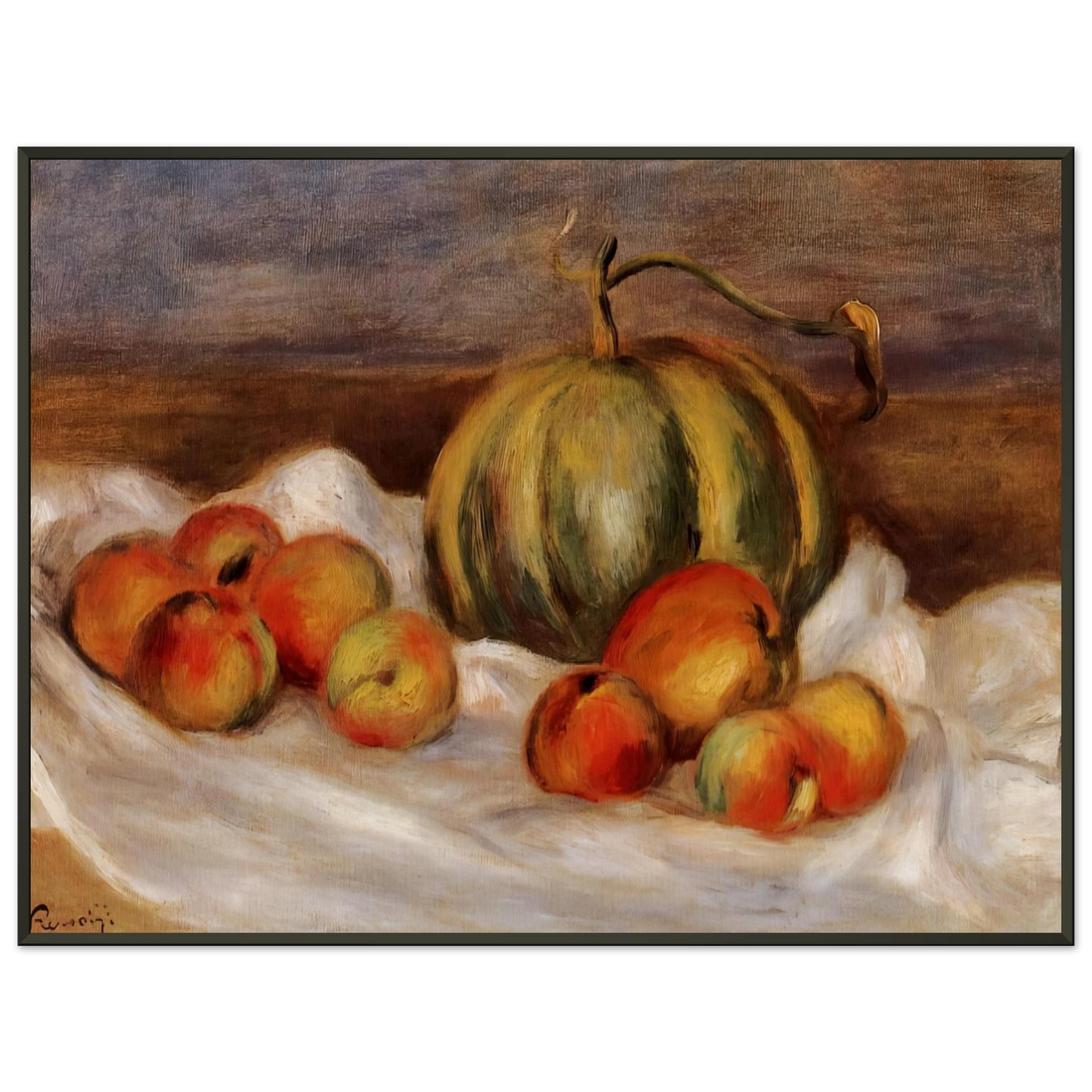 PierreAuguste Renoir Still Life with Cantalope and Peaches Framed Art Print - Aluminum Frame - 60x80 cm / 24x32 inches