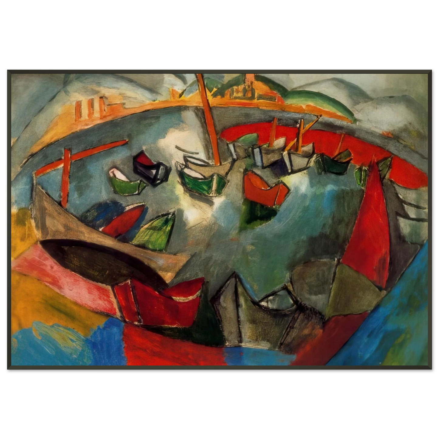 Raoul Dufy BOATS IN MARSEILLE 1908 Framed Art Print - Aluminum Frame - 21x29.7 cm / 8x12"