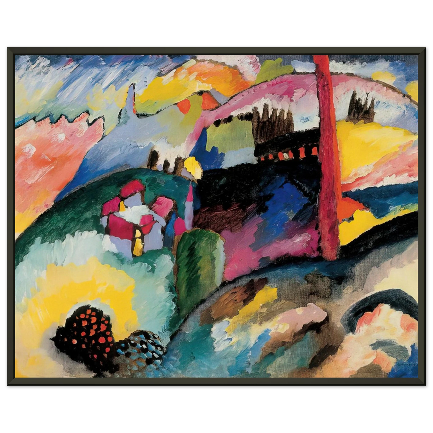Wassily Kandinsky  LANDSCAPE WITH FACTORY CHIMNEY 1910 Framed Art Print  - Aluminum Frame - 70x100 cm / 28x40 inches