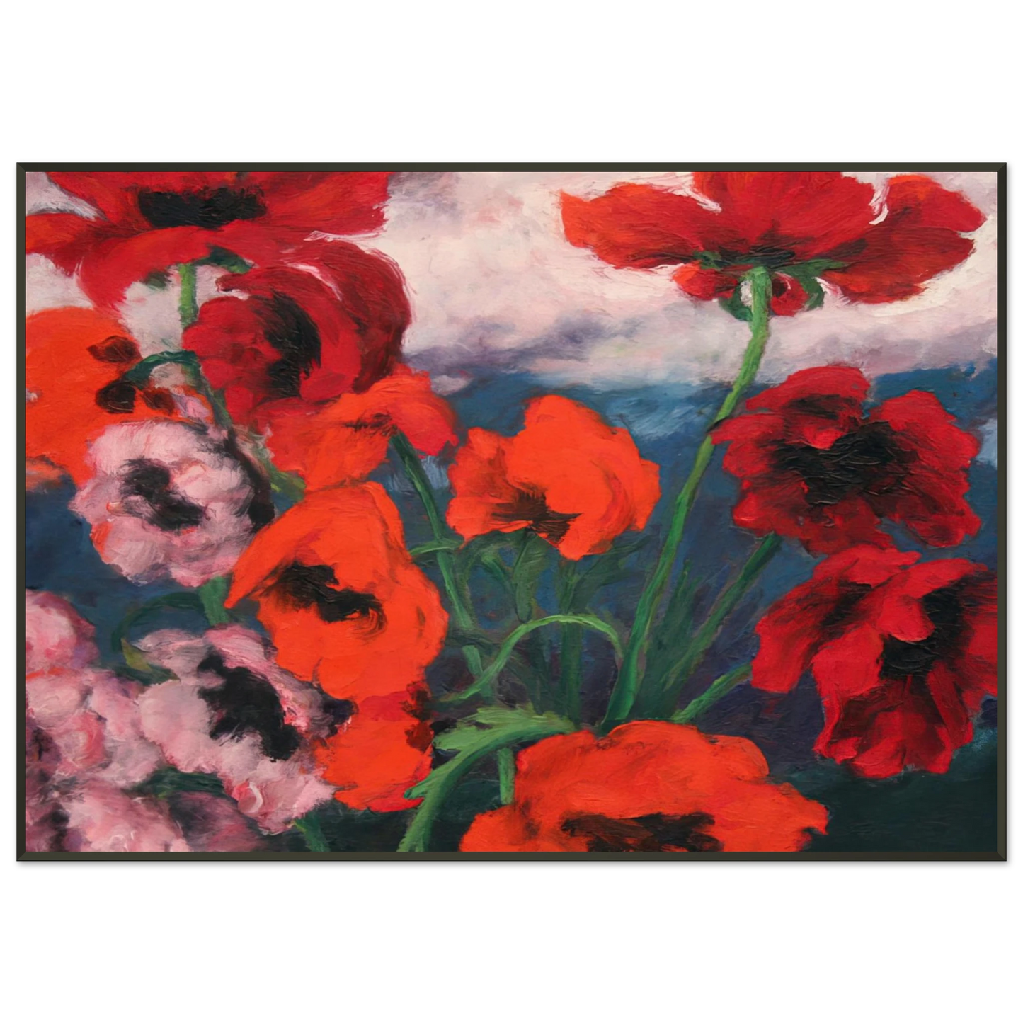 Emil Nolde Large Poppies Framed Art Print - Aluminum Frame - 21x29.7 cm / 8x12"