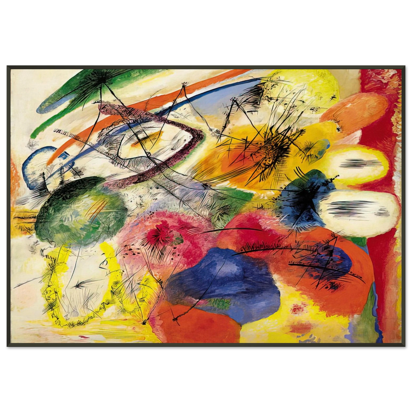 Wassily Kandinsky  BLACK STROKES I 1913 Framed Art Print  - Aluminum Frame - 21x29.7 cm / 8x12"