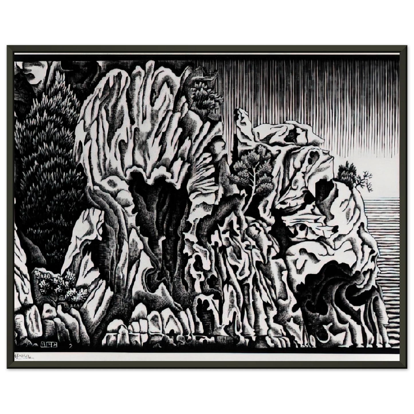 MC Escher  CALANCHE OF PIANA CORSICA FEBRUARY 1934 1934 Framed Art Print  - Aluminum Frame - 60x80 cm / 24x32 inches