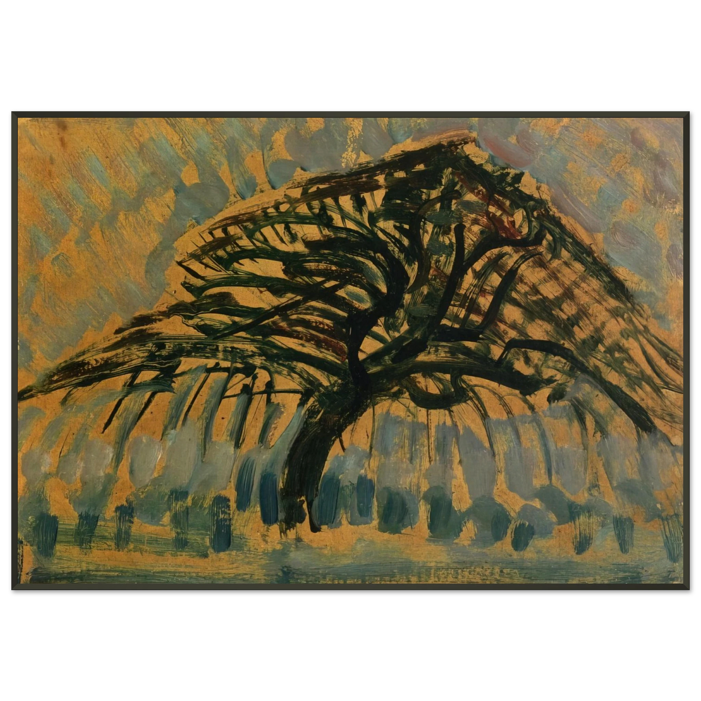 Piet Mondrian Study for Blue Apple Tree Series Framed Art Print - Aluminum Frame - 21x29.7 cm / 8x12"