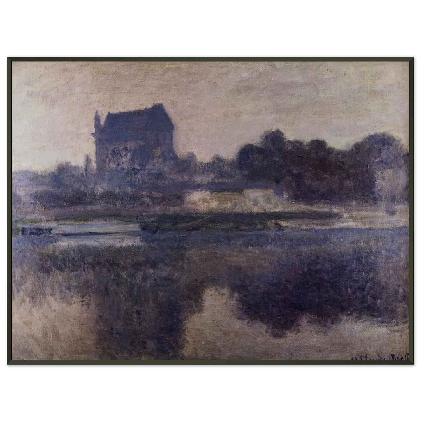 claude monet Vernon Church in Fog Framed Art Print - Aluminum Frame - 40x50 cm / 16x20 inches