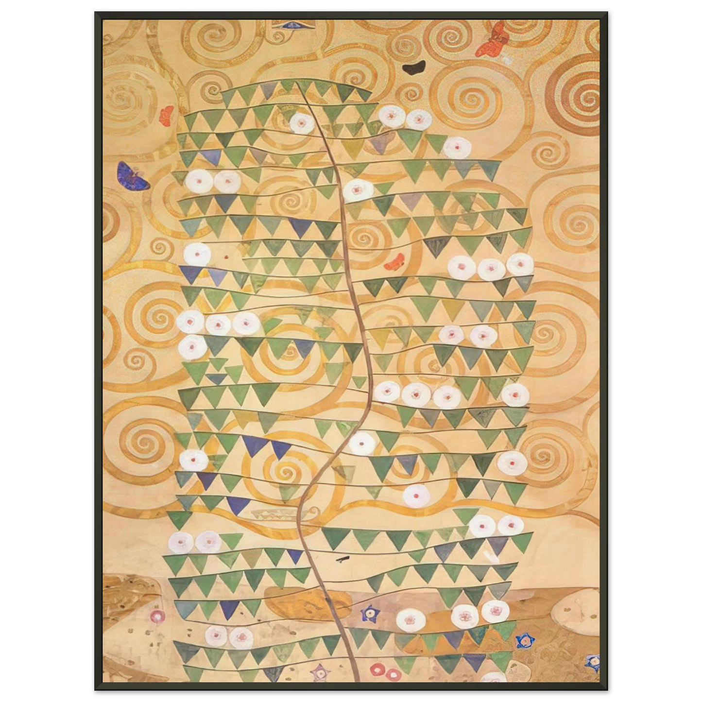 Gustav Klimt CARTOON FOR THE FRIEZE OF THE VILLA STOCLET IN BRUSSELS RIGHT PART OF THE TREE OF LIFE 1909 Framed Art Print - Aluminum Frame - 60x80 cm / 24x32 inches