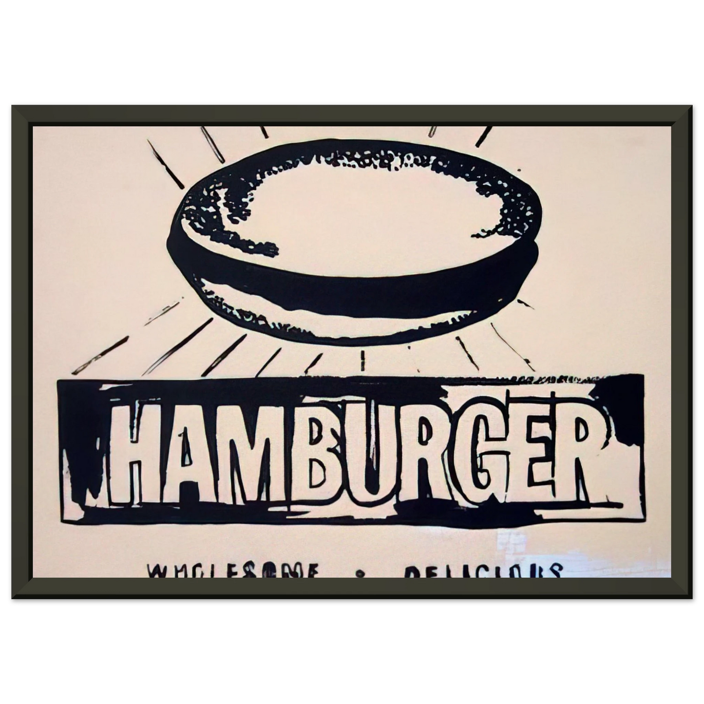 Andy Warhol Hamburger beige Framed Art Print - Aluminum Frame - 40x50 cm / 16x20 inches