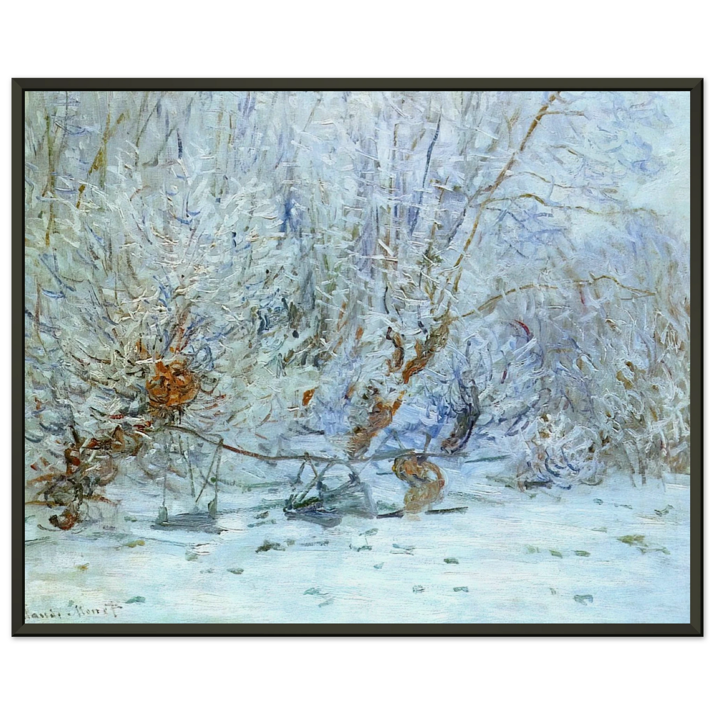claude monet The Frost Framed Art Print - Aluminum Frame - 70x100 cm / 28x40 inches