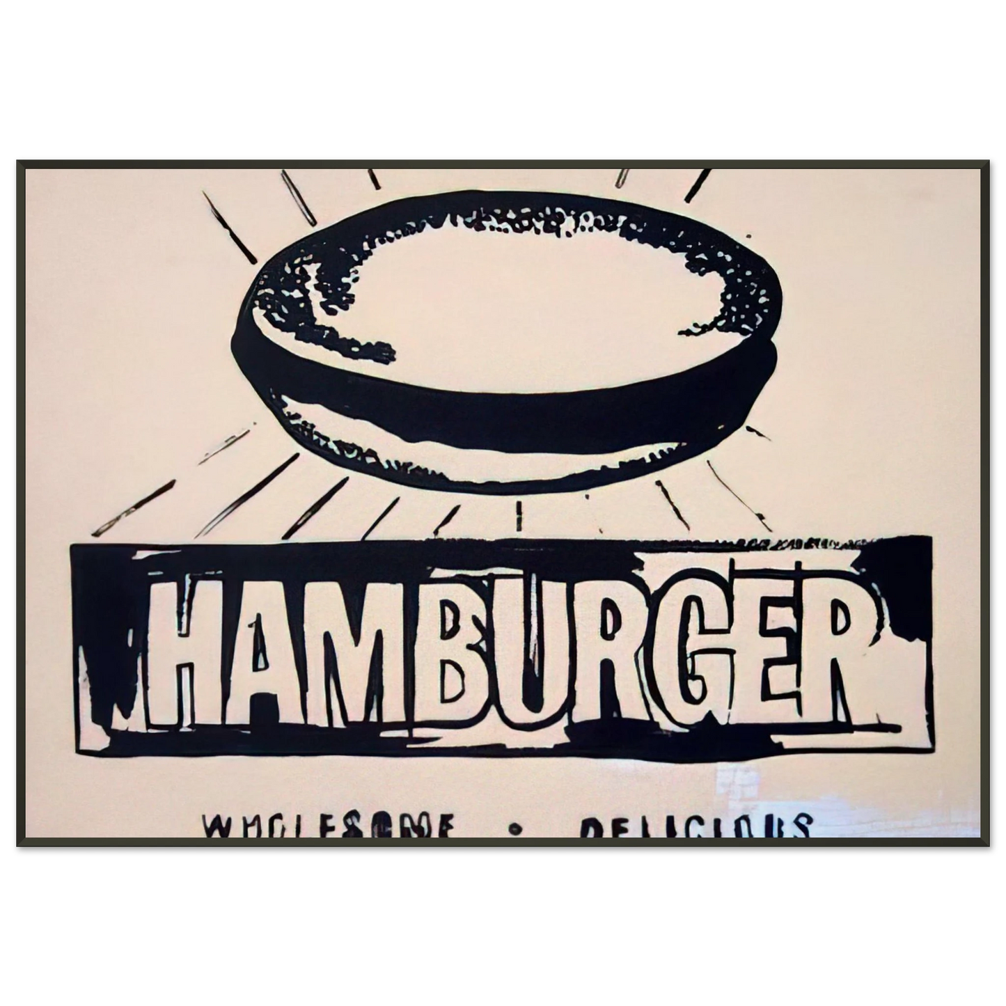 Andy Warhol Hamburger beige Framed Art Print - Aluminum Frame - 21x29.7 cm / 8x12"