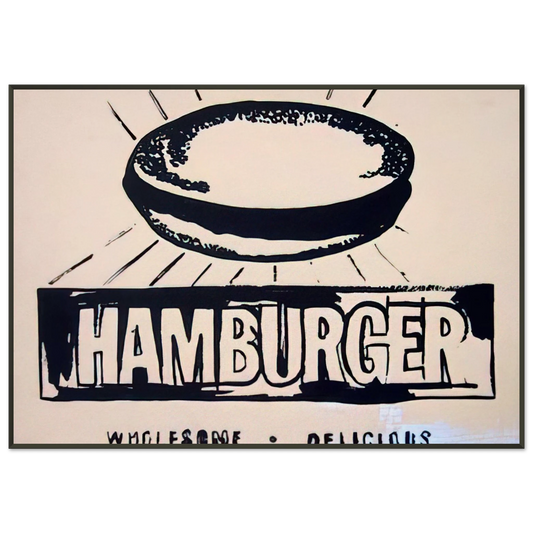 Andy Warhol  Hamburger  beige  Framed Art Print  - Aluminum Frame - 21x29.7 cm / 8x12"