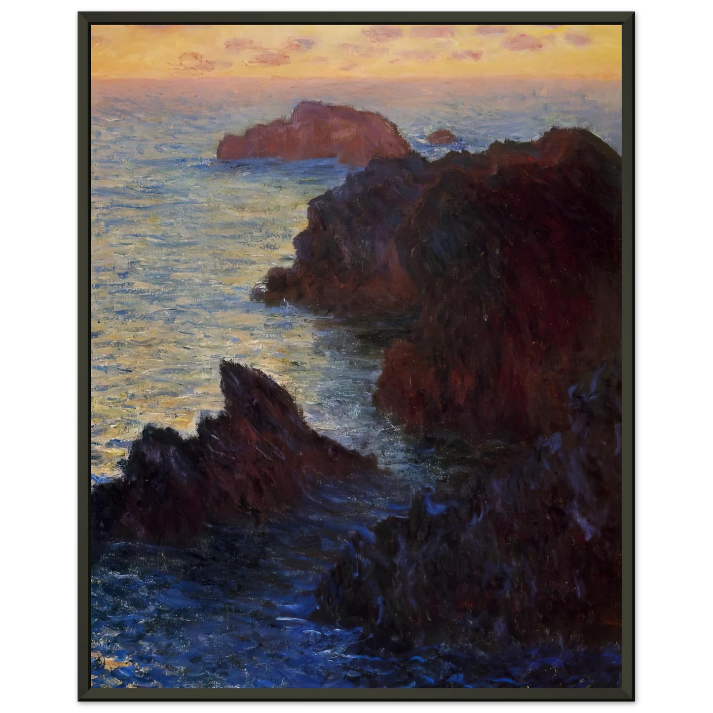 claude monet  Rocky Point at PortGoulphar Framed Art Print  - Aluminum Frame - 60x80 cm / 24x32 inches
