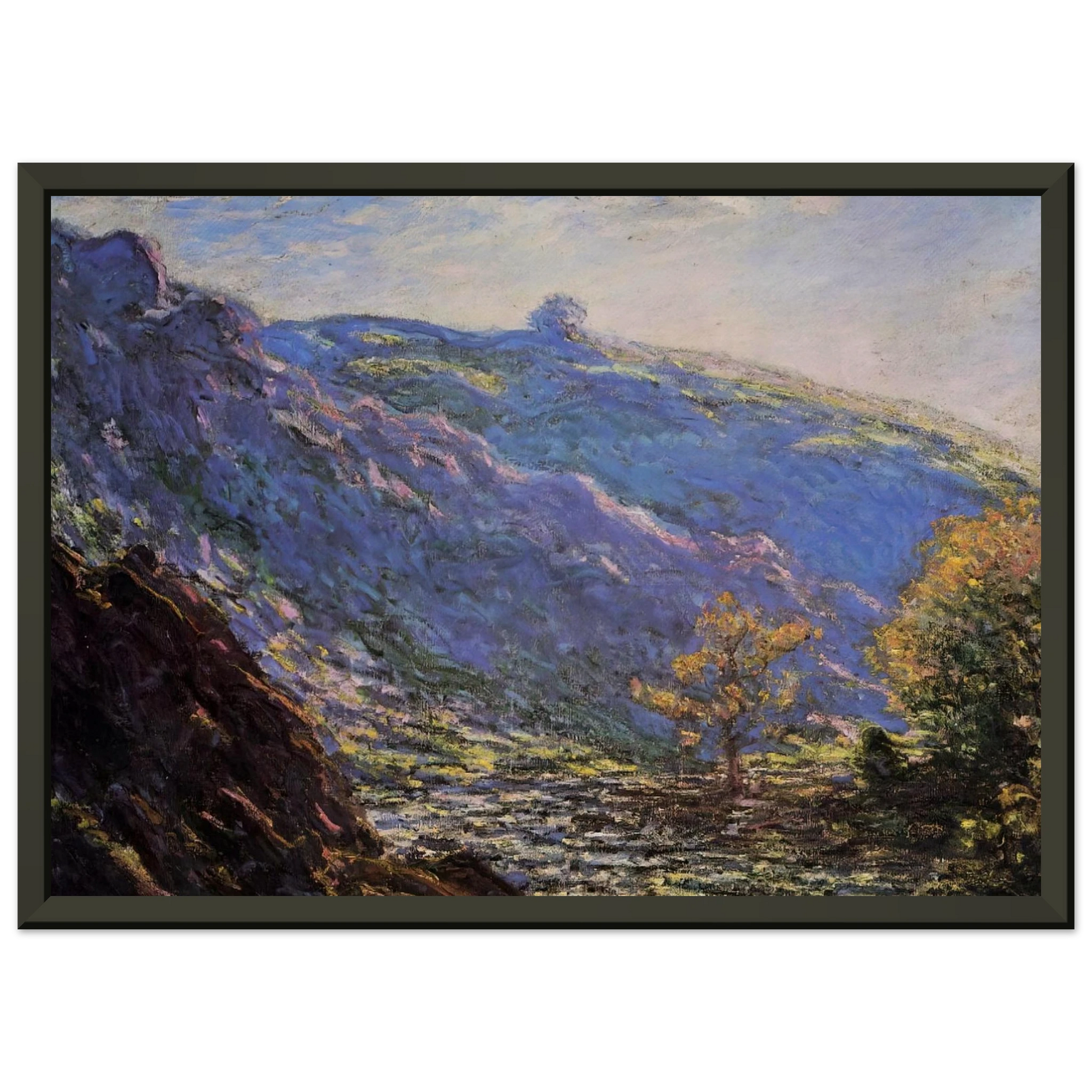 claude monet  The Old Tree Sunlight on the Petit Cruese Framed Art Print  - Aluminum Frame - 70x100 cm / 28x40 inches